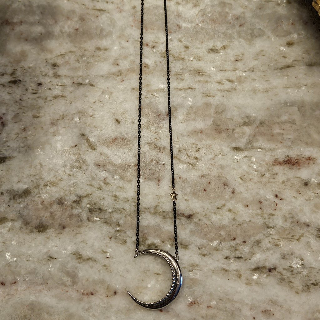 Rare Monica Rich Kosann Dream Crescent Moon Star Sapphire 925 Charm Necklace — image 6 of 8